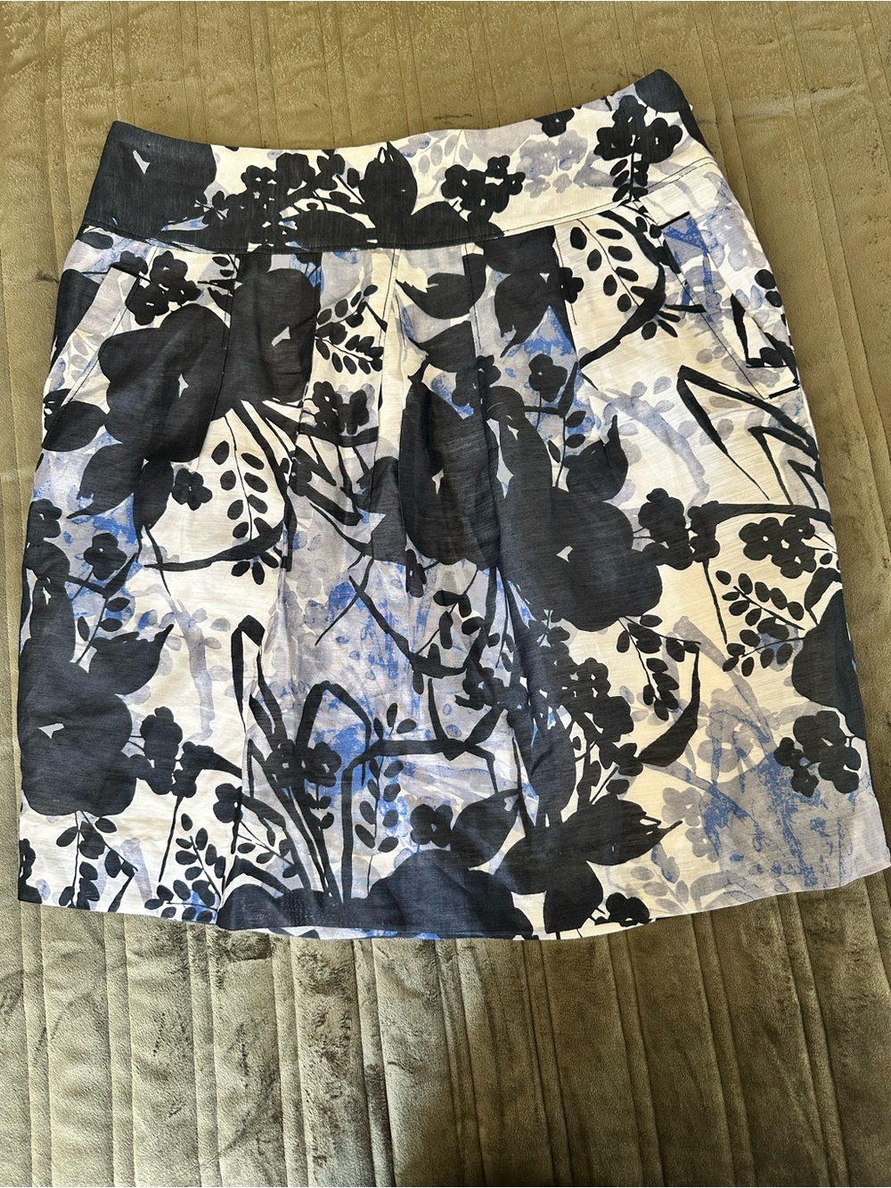 Ann Taylor Floral Mini Skirt, Blue and White